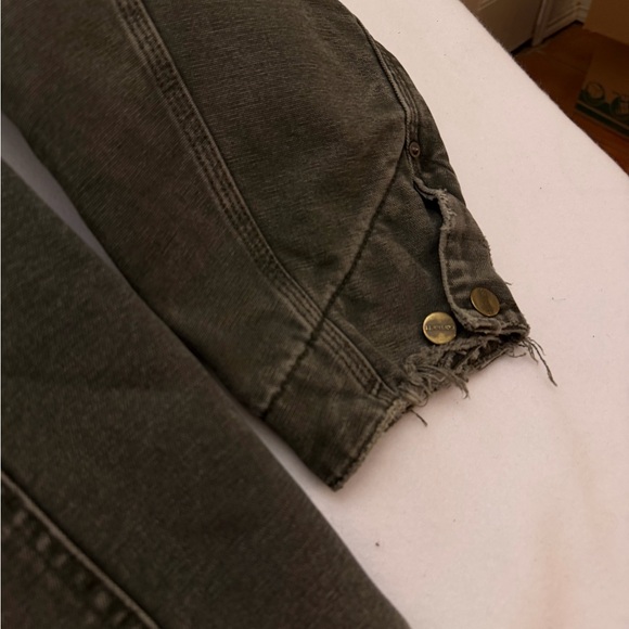 Vintage Distressed Carhartt Jacket Large Green Duck Canvas Blanket Lined CO2MOS - Picture 4 of 11